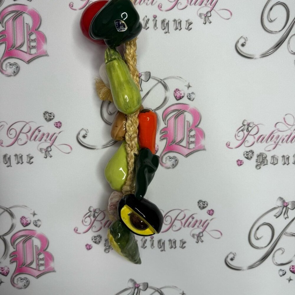 Multicoloured Ceramic Vegetable String rope hanging decor kitchen Mexican cute - Picture 5 of 8
